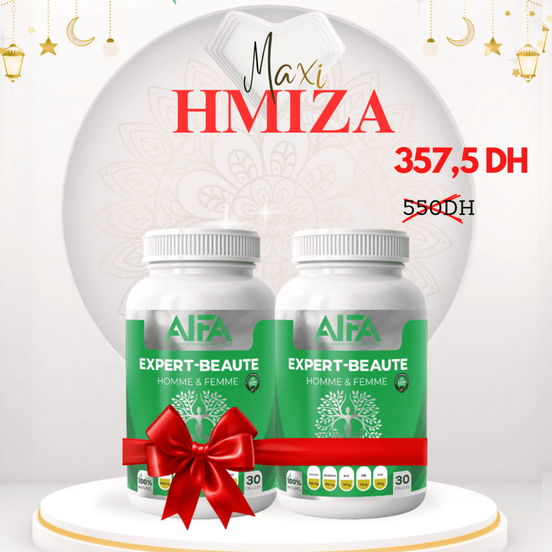Autre ALFADERM EXPERT BEAUTE 30GELULES  PACK 2 - Prix au Maroc