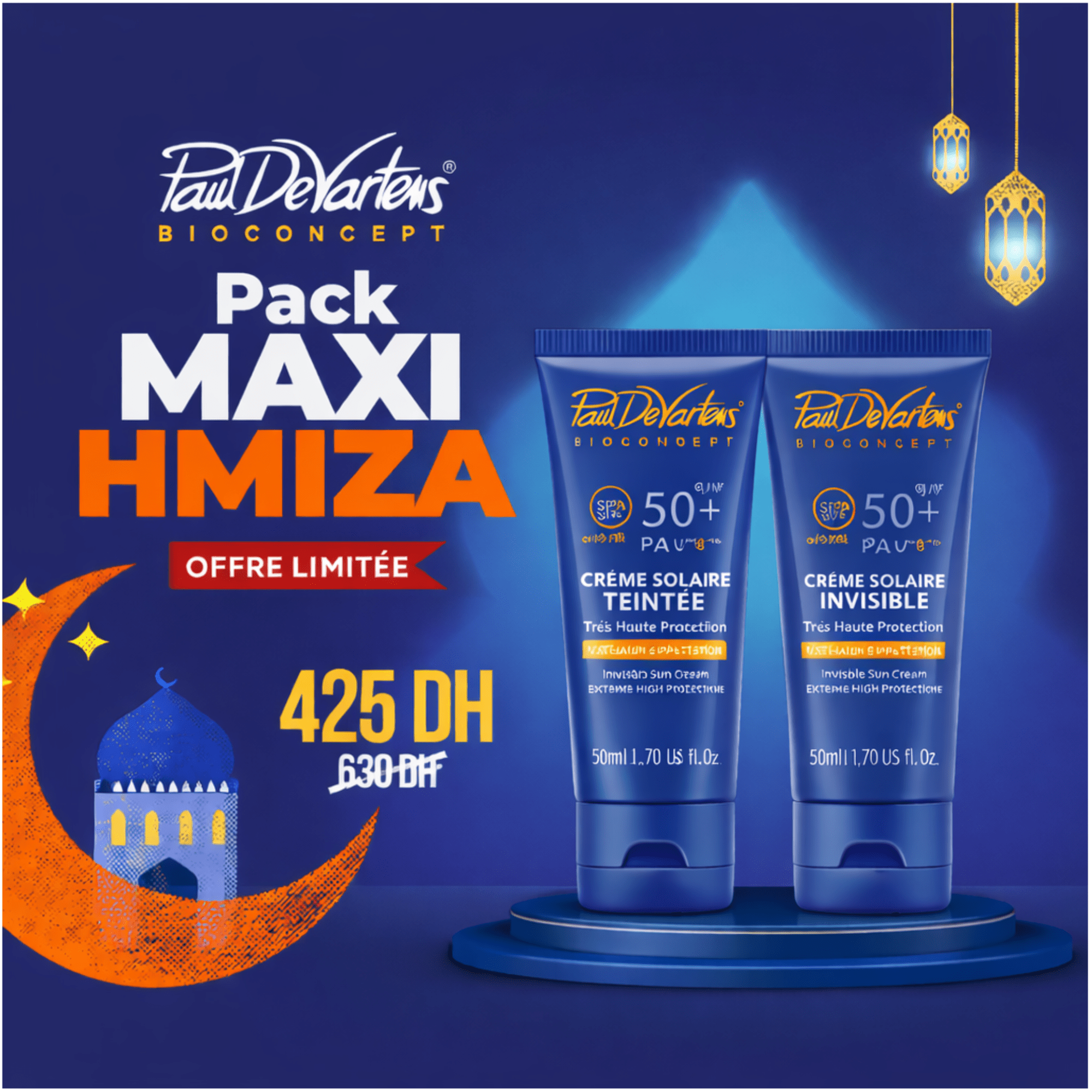 Autre PAUL DE VARTENS PACK SPF50  CRME SOLAIRE TEINTE 50ML  INVISIBLE 50ML - Prix au Maroc