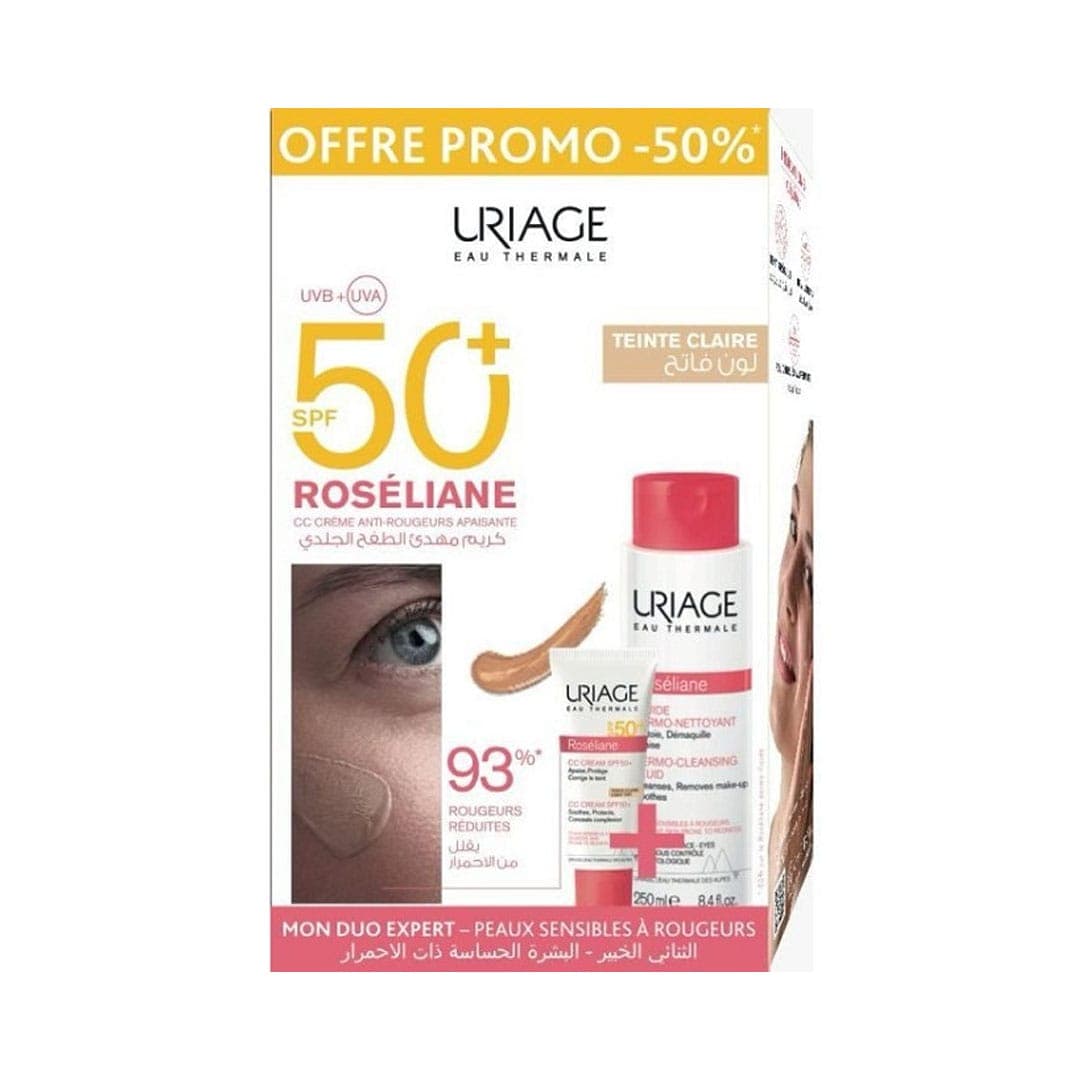 Uriage URIAGE ROSELIANE CC CREME TEINTE CLAIRE SPF50 40ML DERMO NETTOYANT 250ML - Prix au Maroc